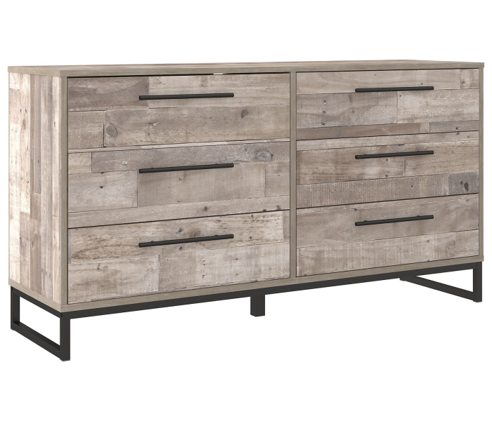 Neilsville - Whitewash - Six Drawer Dresser - Vinyl-Wrapped, 59" Wide