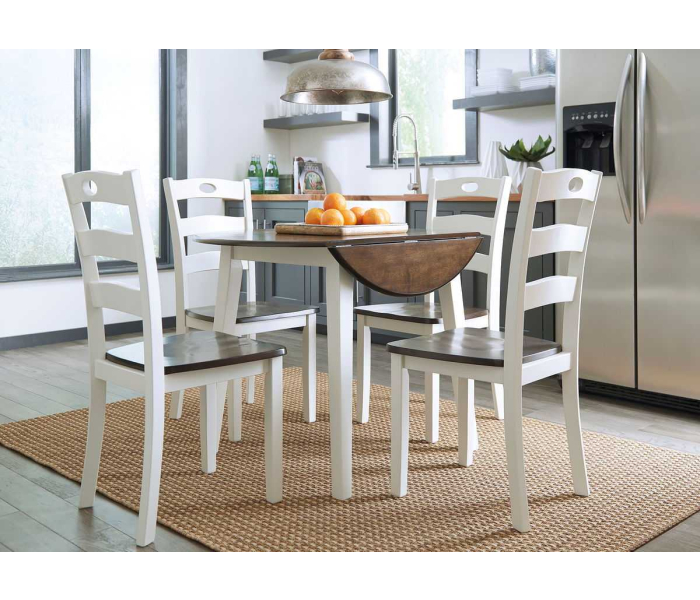 Woodanville - Cream / Brown - 5 Pc. - Drop Leaf Table, 4 Side Chairs