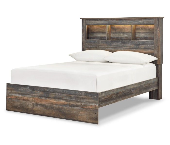 Drystan - Full Panel Bookcase Bed - Brown / Beige