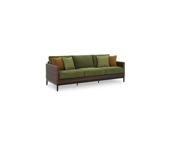 Horizon Hall - Brown / Green - Sofa With Cushion, 87.63"