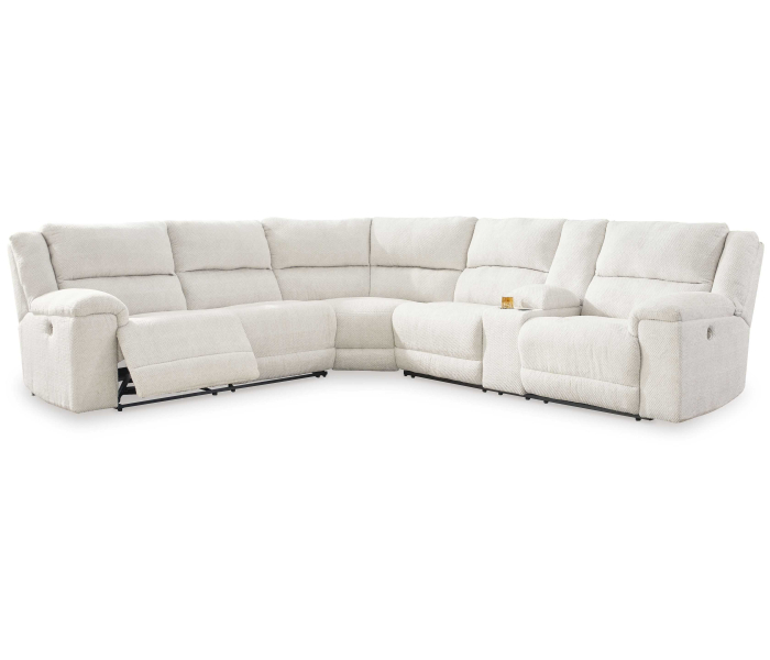 Keensburg - Linen - 3-Piece Power Reclining Sectional With Raf Power Reclining Loveseat With Console, 110"