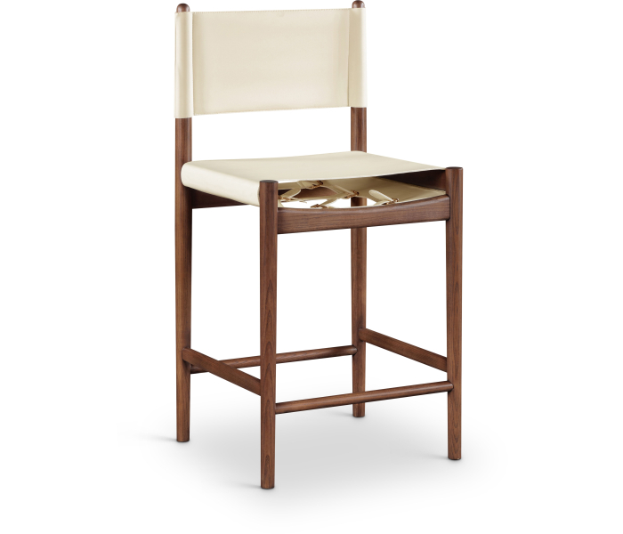 Rawlins - Vegan Leather Upholstered Counter Stool - Cream - White