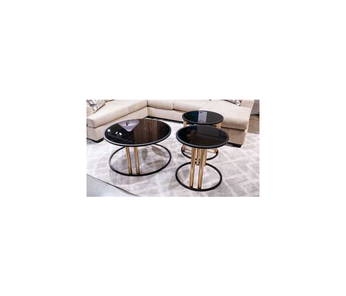 Hannerly - Black / Gold Finish - Occasional Table Set (Set of 3), 36.25"