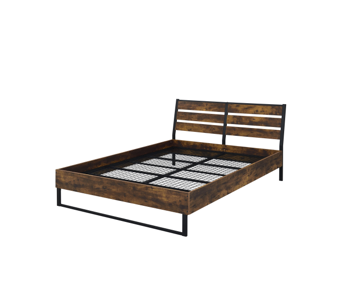 Juvanth - Eastern King Bed - Rustic Oak & Black Finish