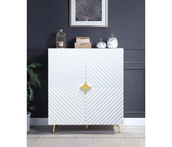Gaines - Cabinet - White High Gloss Finish