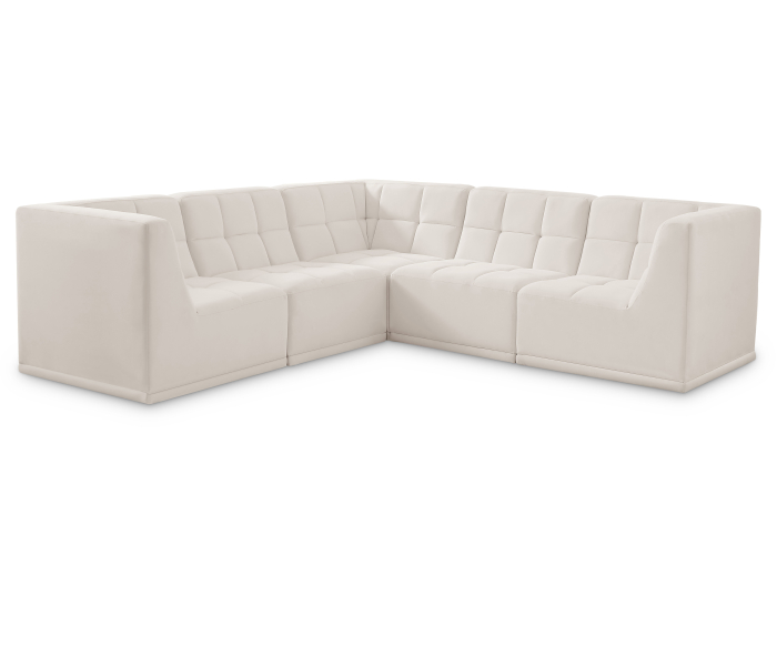 Relax - 5 Piece Modular Corner Sectional - Cream, 98"