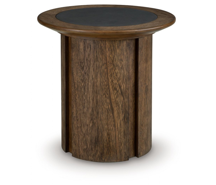 Dontayne Round End Table Warm Brown, 24"