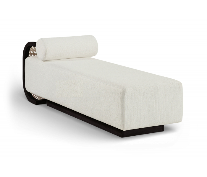 Zephyr - Linen Textured Fabric Upholstered Chaise - Cream / Painted - White