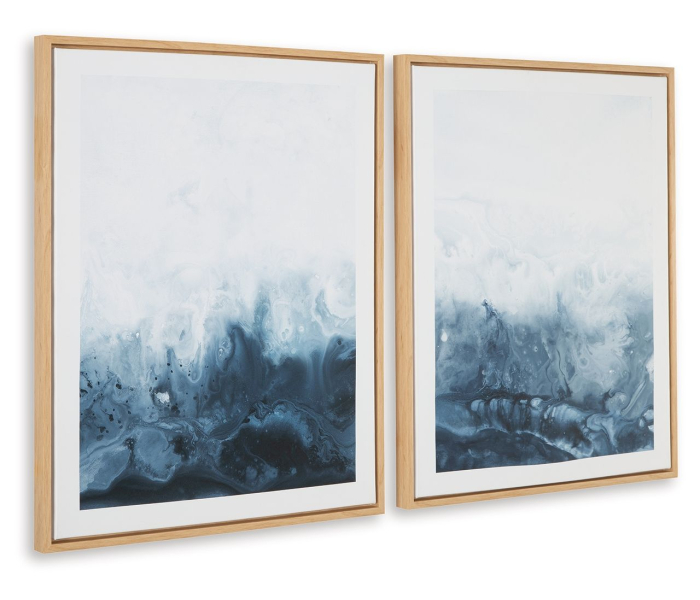 Holport - Blue / White - Wall Art Set (Set of 2)