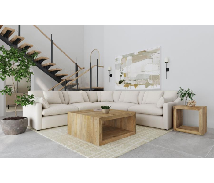 Hobson - 5 Piece Upholstered Modular Sectional Sofa - Ivory, 120"