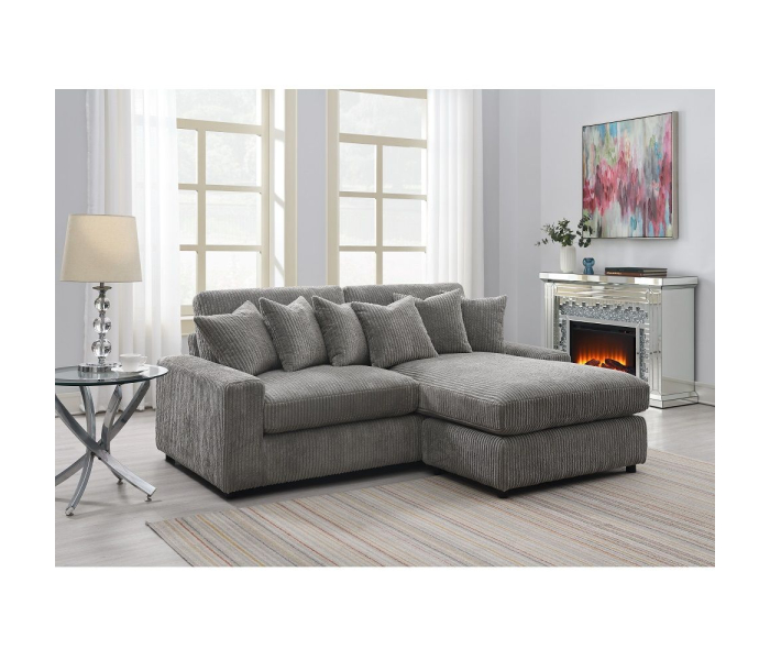 Tavia - Reversible Sectional Sofa With 6 Pillows - Gray Corduroy, 84"