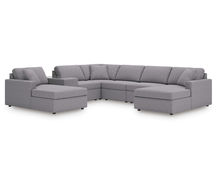 Cozymax - Granite - 7-Piece Sectional With Laf And Raf Corner Chaises And With Storage Console, 140"