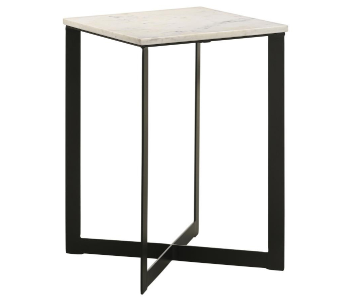 Tobin - Square Marble Top End Table - White And, 16"