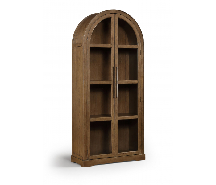 Corva - Solid Wood, Oak Veneer And Stainless Steel Storage Cabinet - Brown - Dark Brown