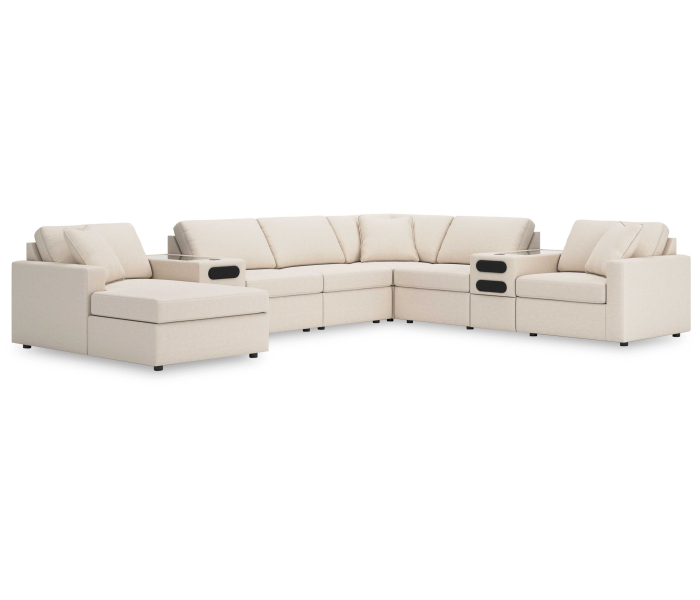 Cozymax - Oyster - 8-Piece Sectional With Laf Corner Chaise And Audio Consoles, 157"
