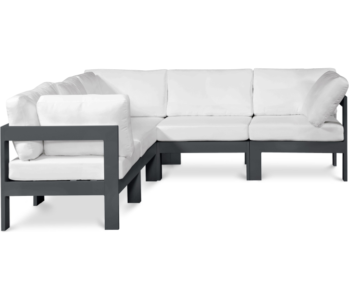 Nizuc - Outdoor Patio 5 Piece Modular Corner Sectional With Gray Frame, 90"