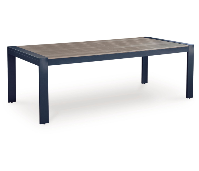 East Beach Rectangular Dining Table With Umbrella Option Blue, 88"