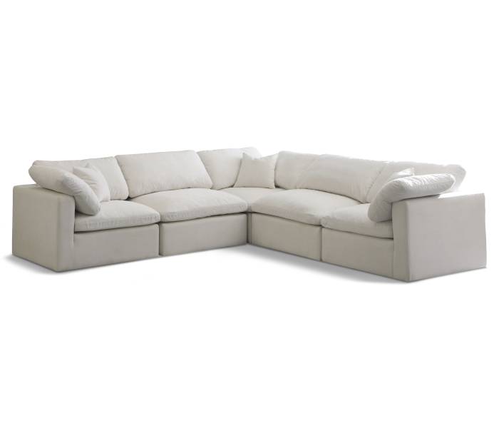 Plush - 5 Piece Modular Corner Sectional - Cream, 105"
