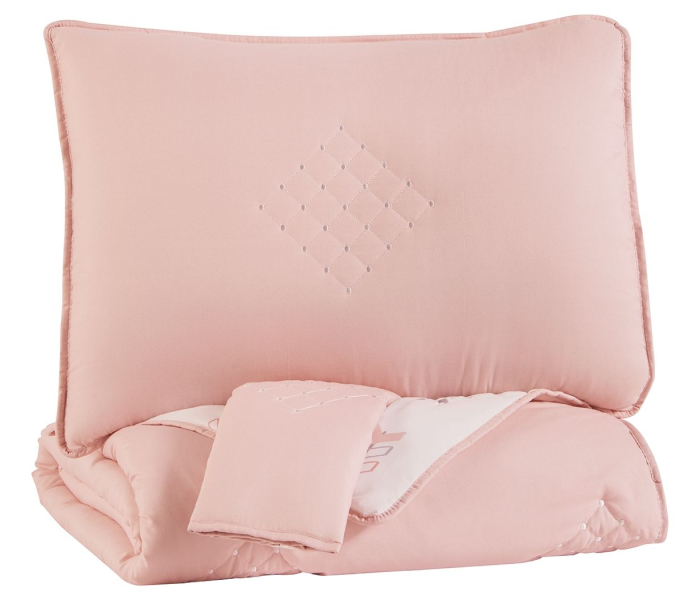 Lexann - Pink / White / Gray - Full Comforter Set