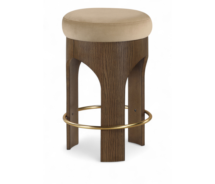 Bocceli - Velvet Upholstered Counter Stool - Beige