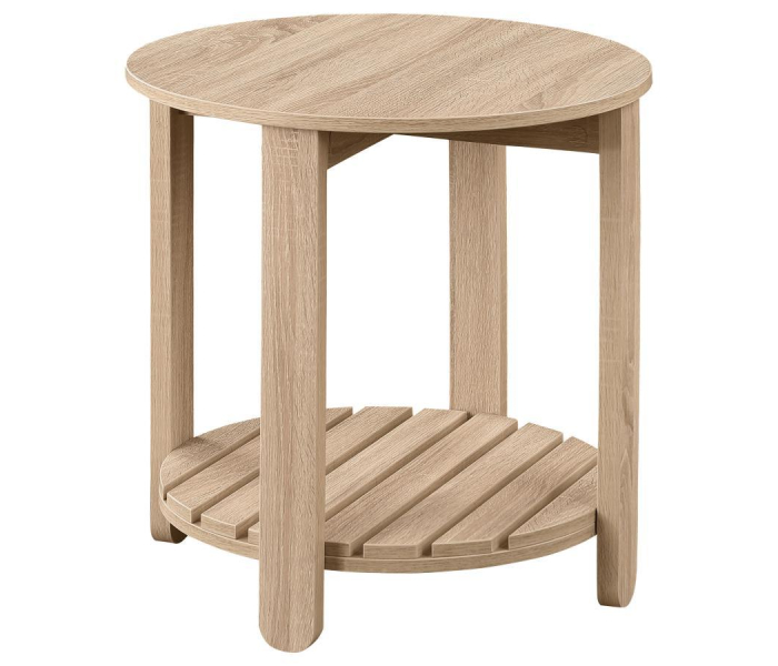 Fowler - 1-Shelf Round Engineered Wood Side End Table - Natural, 22"
