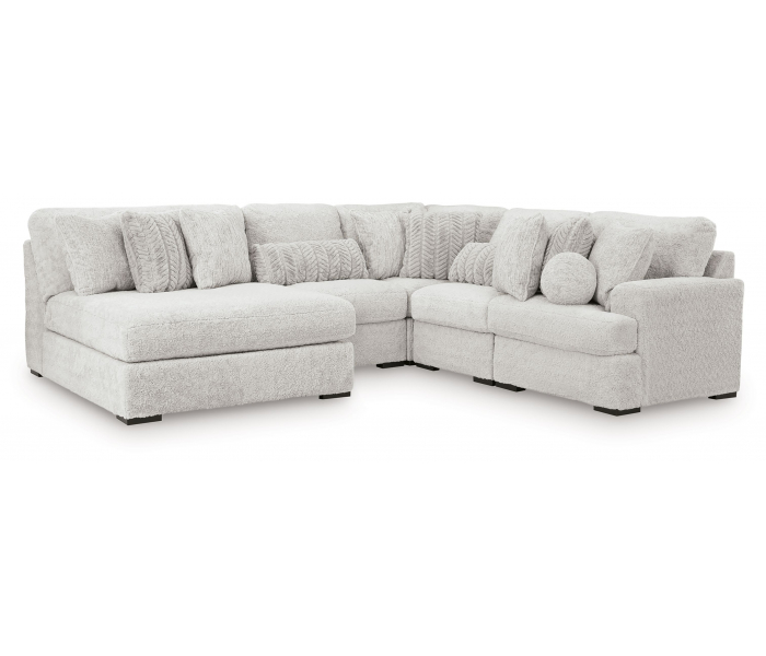 Cuddle Plush 5-Piece Sectional With Armless Chaise And RAF Corner Chair Arctic