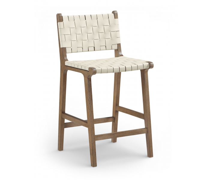 Entwine - Vegan Leather Upholstered Counter Stool - Cream / Painted Brown - White