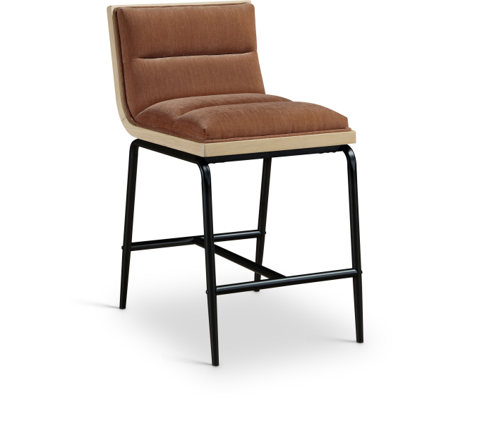 Viceroy - Fabric Upholstered Counter Stool (Set of 2) - Cognac - Dark Brown