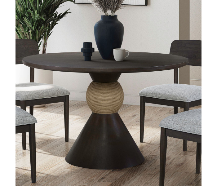 Briarcrest - 48" Round Pedestal Table - Dark Smoke - Dark Brown, 48"