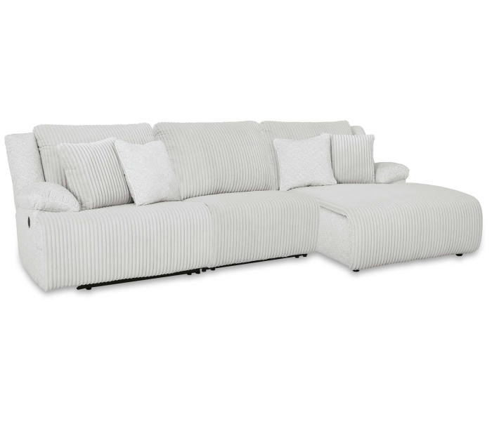 Top Tier 3-Piece Sectional Reclining Chofa With Raf Press Back Chaise Alloy, 130"
