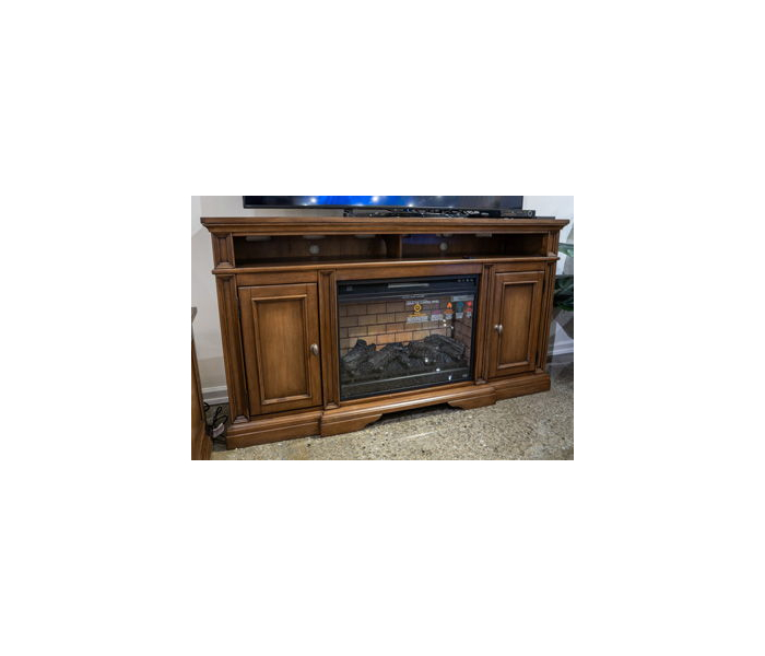 Channley XL TV Stand With Fireplace Option Brown