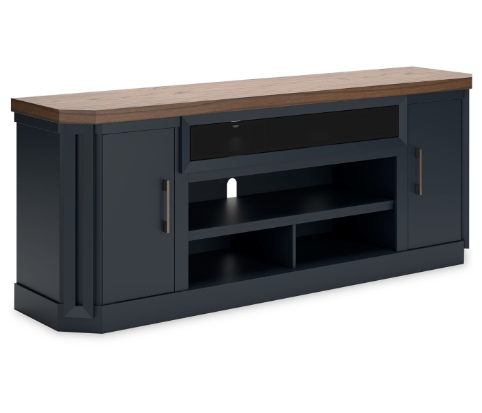 Landocken - Brown / Blue - XL TV Stand W/Fireplace Option