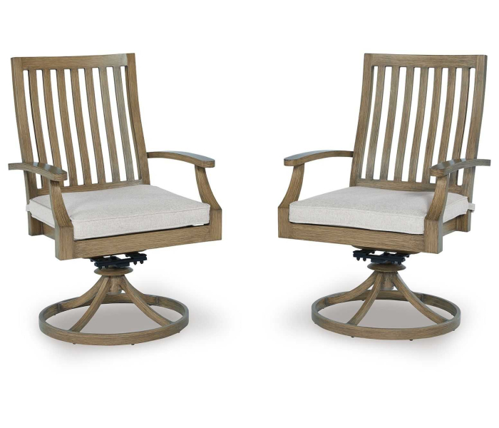Rainier Ranch - Brown / Beige - Swivel Chair With Cushion (Set of 2)
