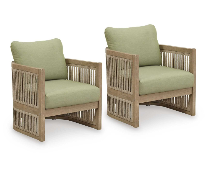 Serena Shores Lounge Chair With Cushion (Set of 2) Beige / Green