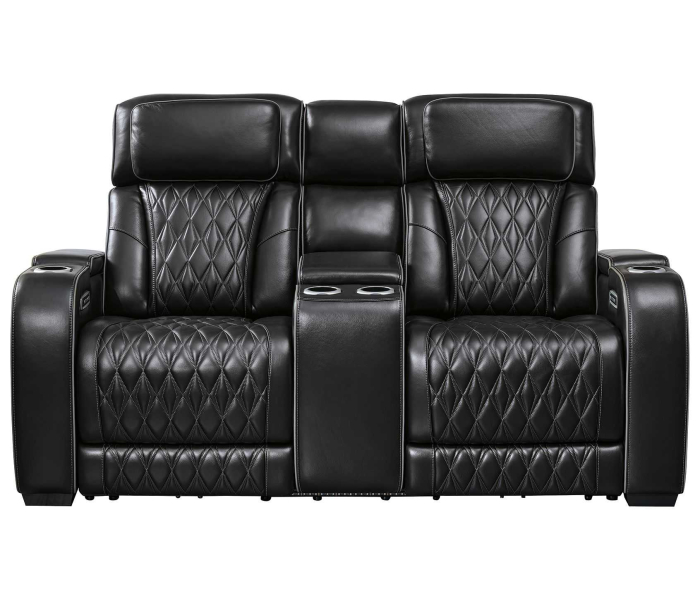 Boyington - Black - Power Reclining Loveseat with Console/ Adj Headrest