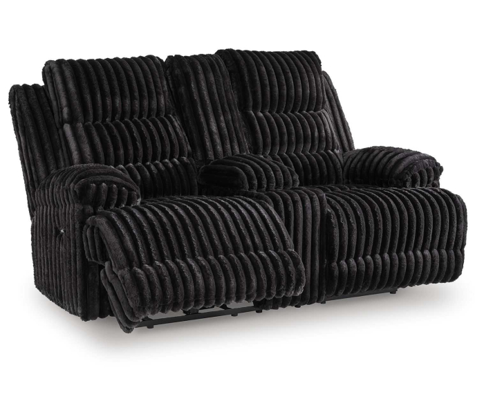 Rhine Falls - Onyx - Double Reclining Power Loveseat With Console