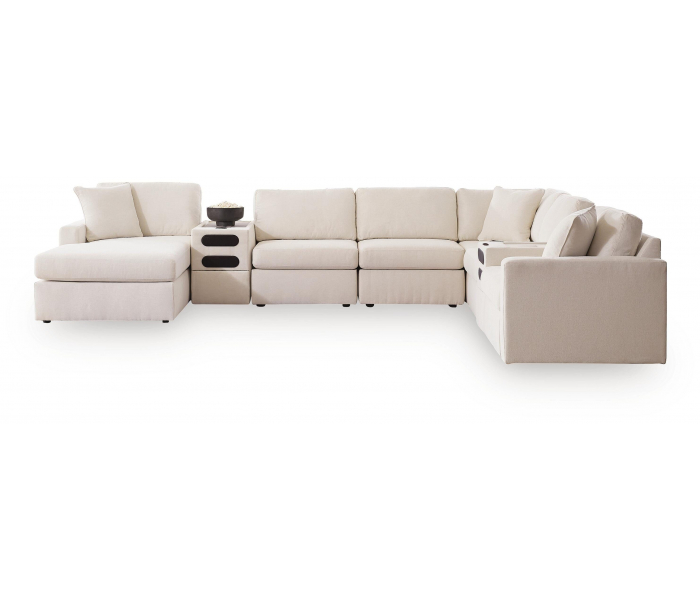 Modmax 8-Piece Sectional With LAF Corner Storage Chaise And 2 Audio Consoles Oyster, 157"