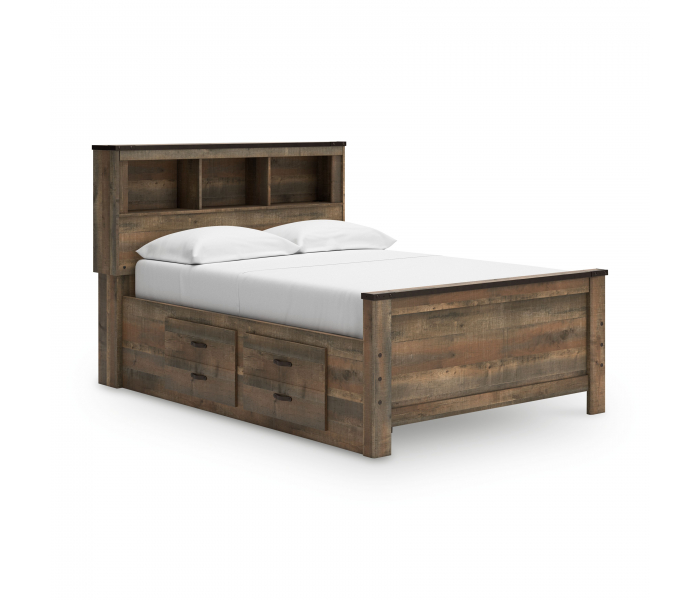 Trinell Panel Bookcase Bed With 2 Storage Drawers Brown