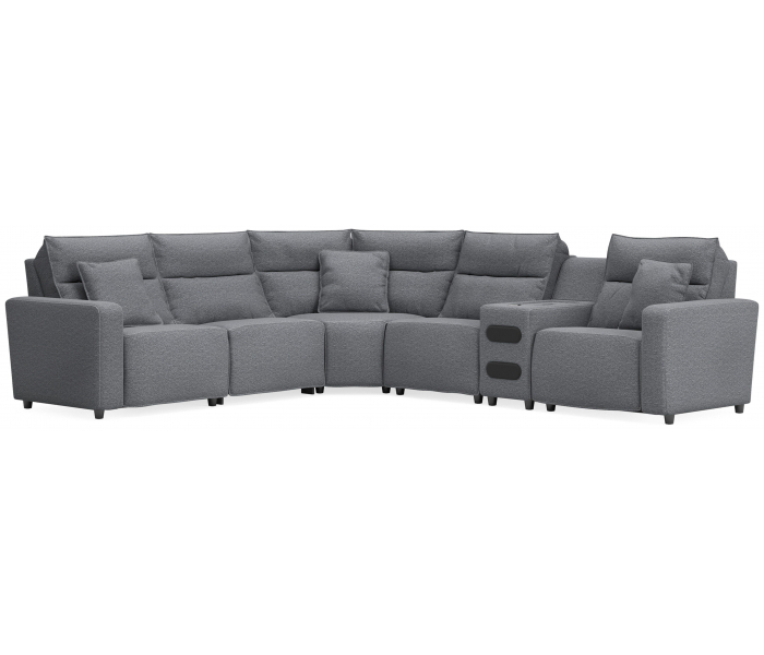 Modmax II 6-Piece Power Reclining Sectional With Audio Console Salt And Pepper, 144"