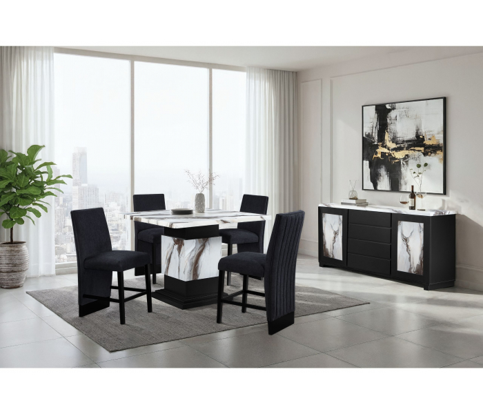 D12BT - 5 Piece Dining Room Set (Bar Table And 4 Bar Stools) - Black / - Black