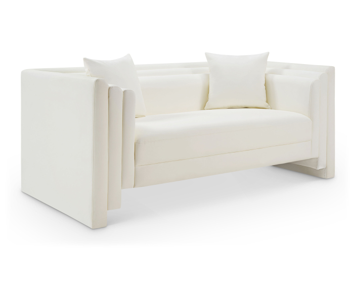 Everett - Vegan Leather 67" Upholstered Loveseat - Cream - White