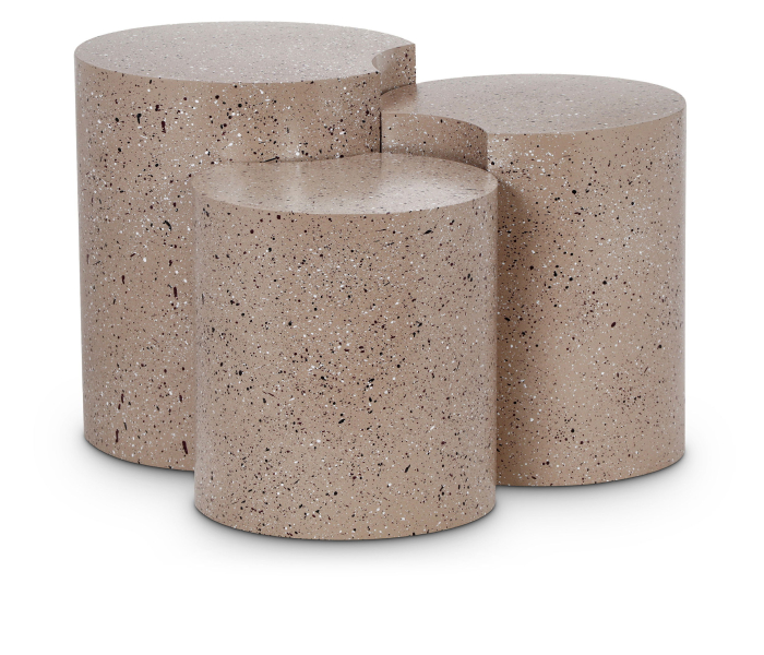 Dimple - 20" 3 Piece Modular End Table - Taupe Terazzo, 32.5"
