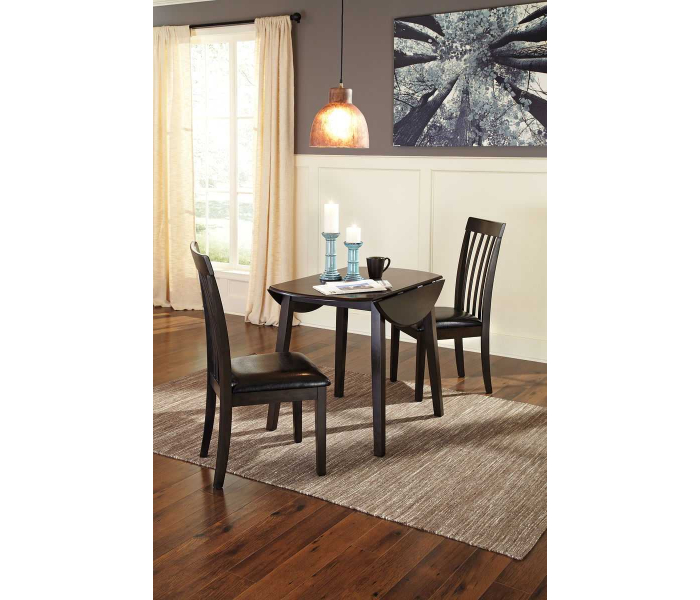 Hammis - Dark Brown - 3 Pc. - Drop Leaf Table, 2 Upholstered Side Chairs