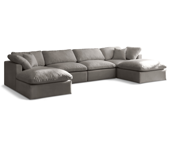 Plush - 6 Piece Modular Double Chaise Sectional, 140"