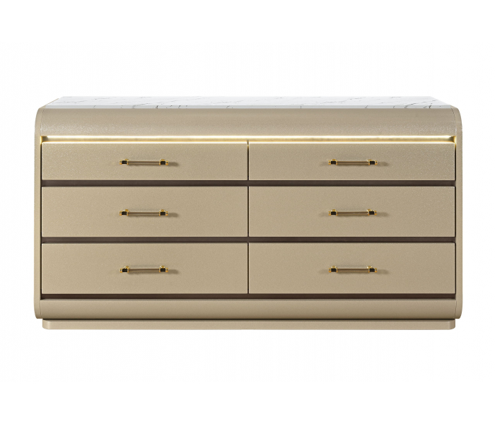 Genesis - Dresser With LED - Gold, 60.55" Wide