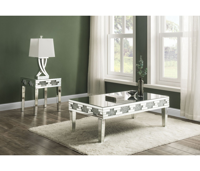 Noralie - Coffee Table - Mirrored & Faux Stones, 48"