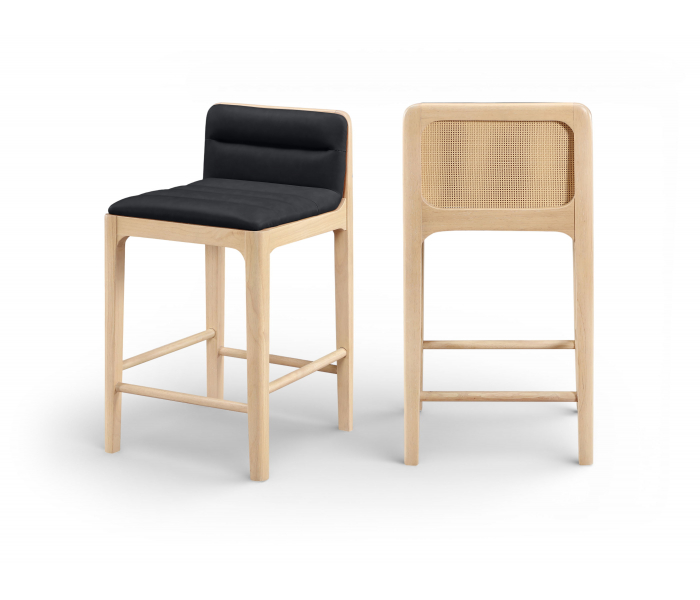 Ellis - Vegan Leather Upholstered Counter Stool (Set of 2) - Black