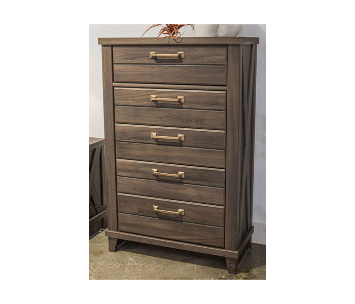 Vonitta Bay Five Drawer Chest Dark Brown, 51.89" Tall