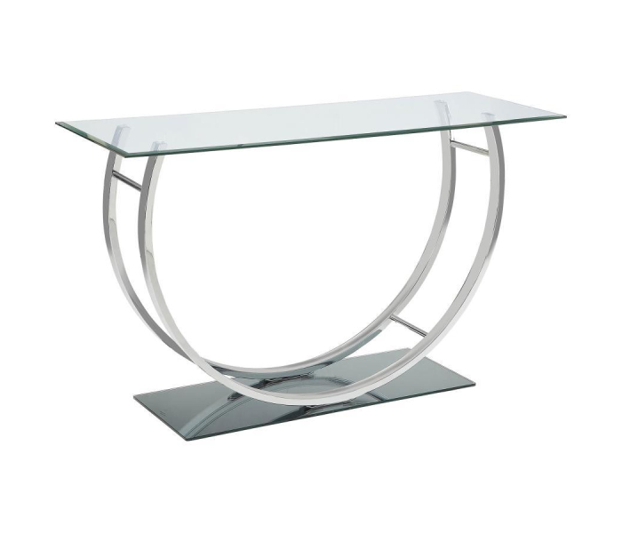 Danville - U-Shaped Glass Top Entryway Console Table - Chrome, 48"