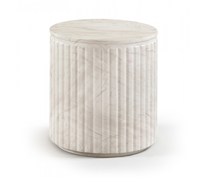 Catania - Concrete Indoor/Outdoor End Table - White, 18"